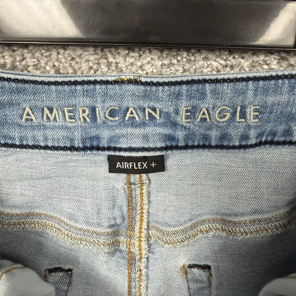 American Eagle Jeans Mens 28x26 Blue Airflex+ Skinny Distressed Ripped Denim